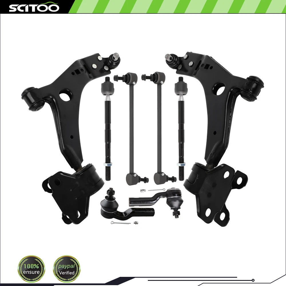 Set of 8 Front Control Arm w/ Ball Joints, Tie Rod End, Sway Bar End Link for Ford Escape