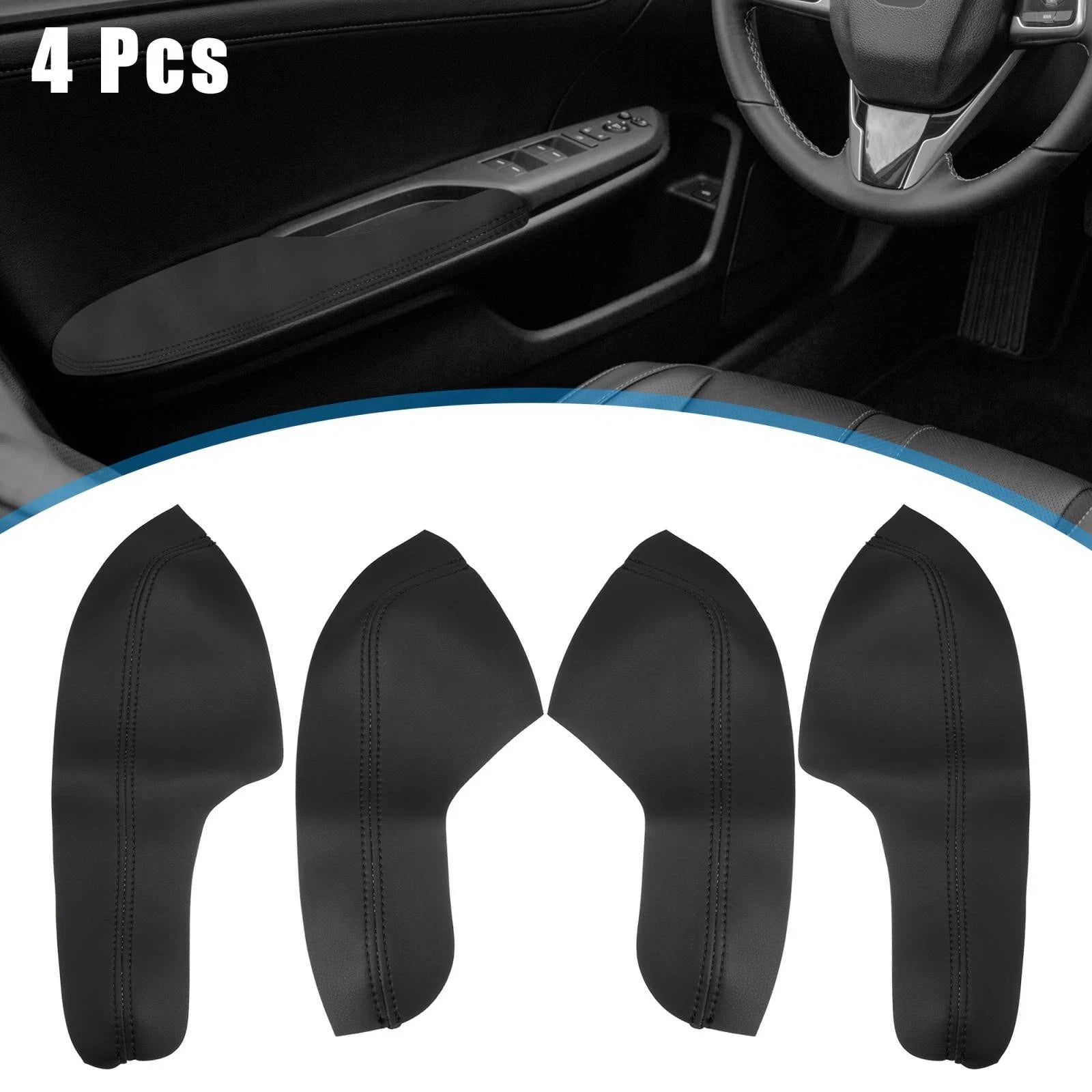 Set of 4 Door Armrest Covers for Honda Civic (2016–2020) Black Line