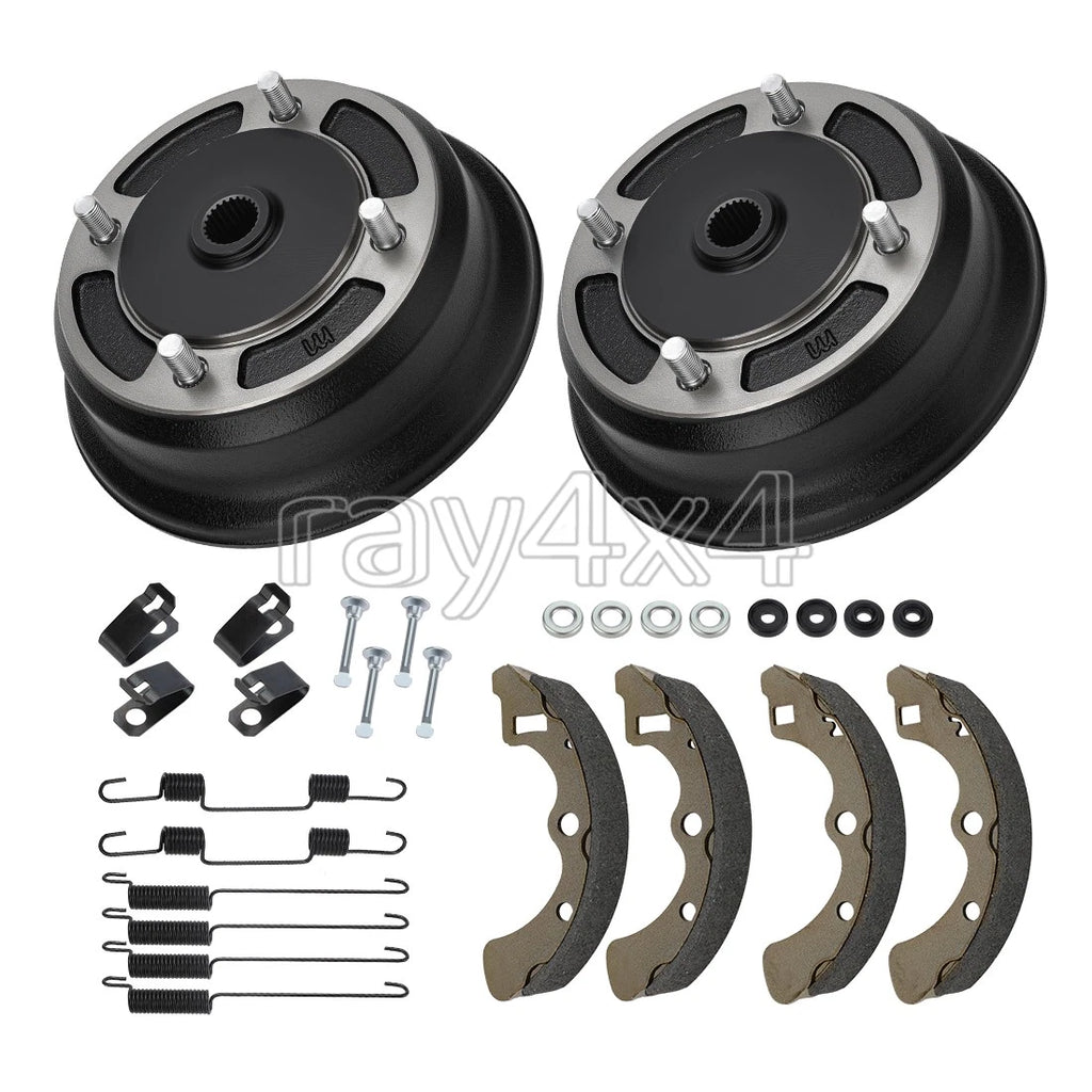 2 Rear Wheel Brake Hubs w/ Shoe Spring Kit for Kawasaki Mule 4000 4010 (2009–2023)