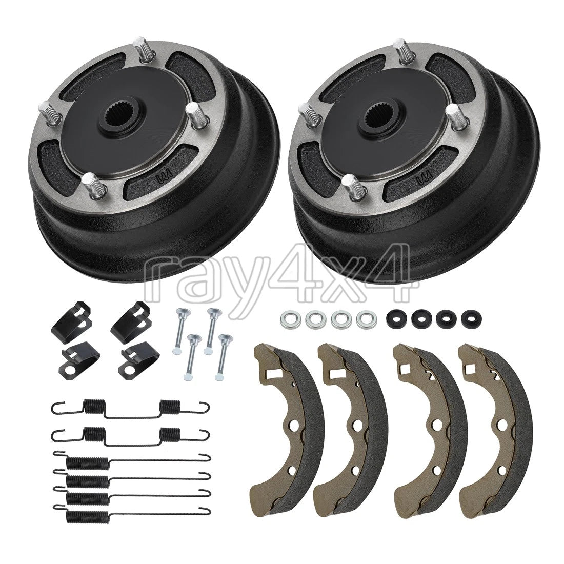 2 Rear Wheel Brake Hubs w/ Shoe Spring Kit for Kawasaki Mule 4000 4010 (2009–2023)