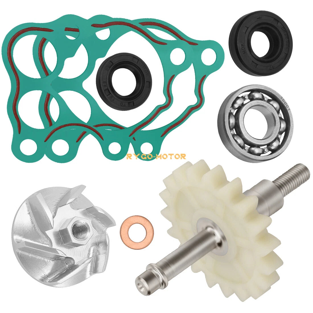 Water Pump Rebuild Kit for Honda CR500R (1986–2001) - Impeller, Shaft, Gear, Gasket