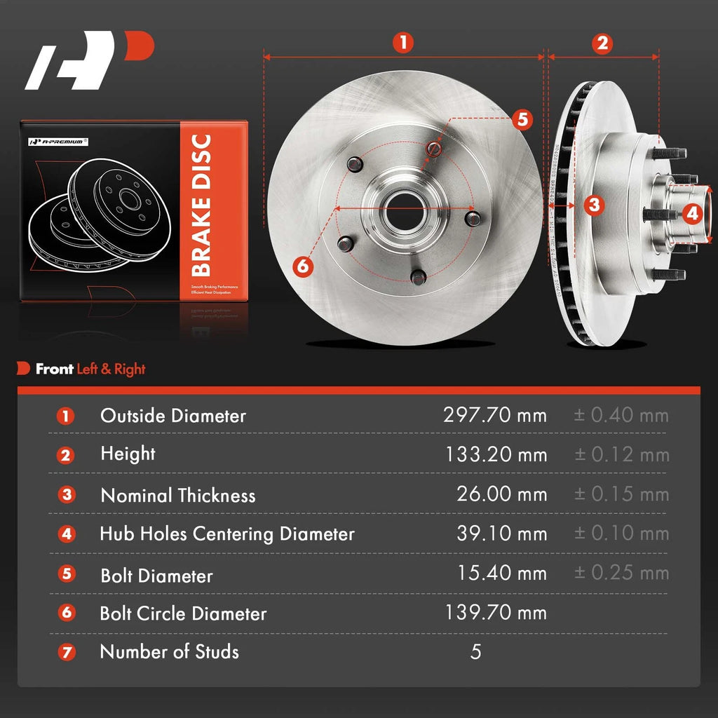 Front Side Disc Brake Rotors for Ford E-150 (1992-2003)