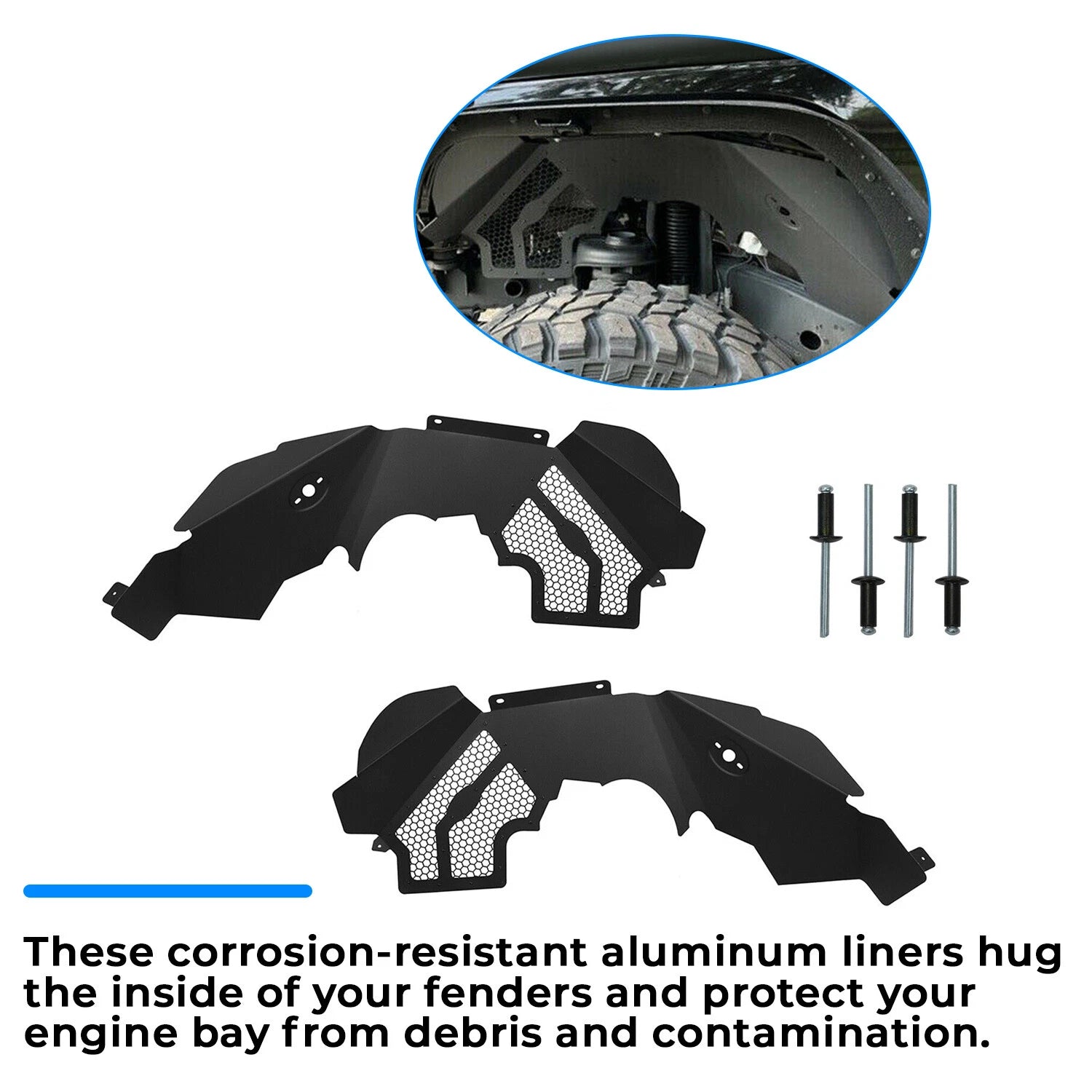 Front Inner Fender Liners for Jeep Wrangler JK JKU (2007–2018)