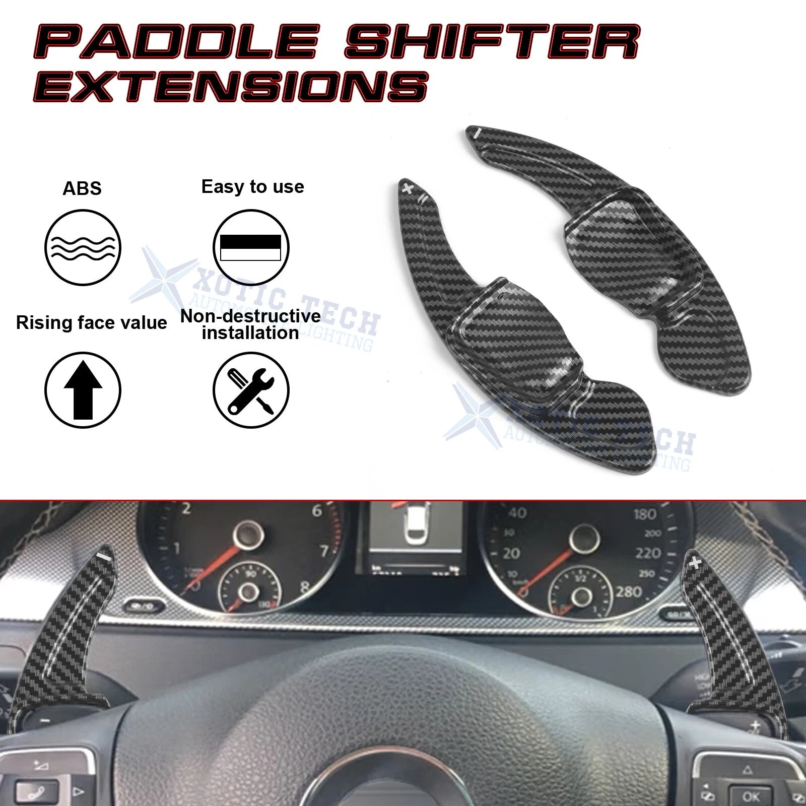 ABS/Aluminum Paddle Shifter Extension Cover for VW Golf MK6 (2009-2014)