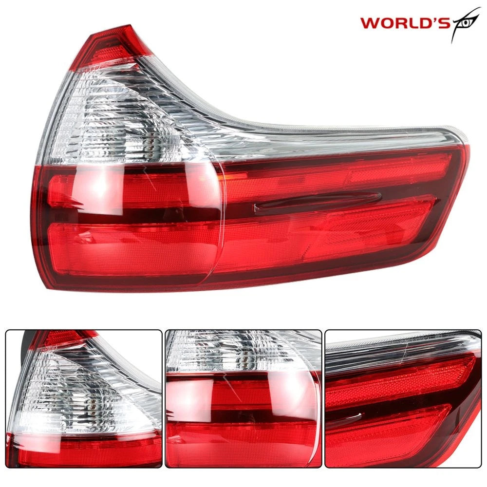 Right Outer Tail Light Assembly for Toyota Sienna (2015–2020) Red/Clear
