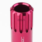Set of 4 Open-End Aluminum Pink Lug Nuts + Adapter M12x1.25 20mm OD/60mm Tall