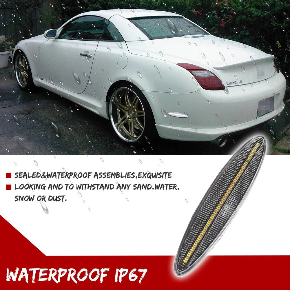 Set of 4 Clear White LED Side Marker Lights for Lexus SC430 (2002–2010)