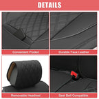 Set of 5 Front Rear Seat Covers Pads for Dodge Ram 1500 (2009–2023) Black Red