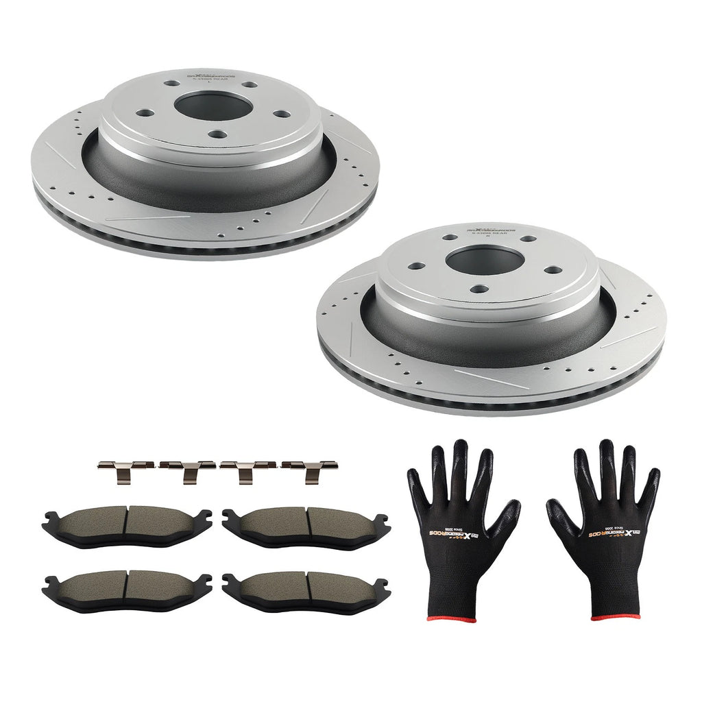 Rear Brake Disc + Ceramic Brake Pads Kit for Ram 1500 (2011–2018) S-53006 P-967