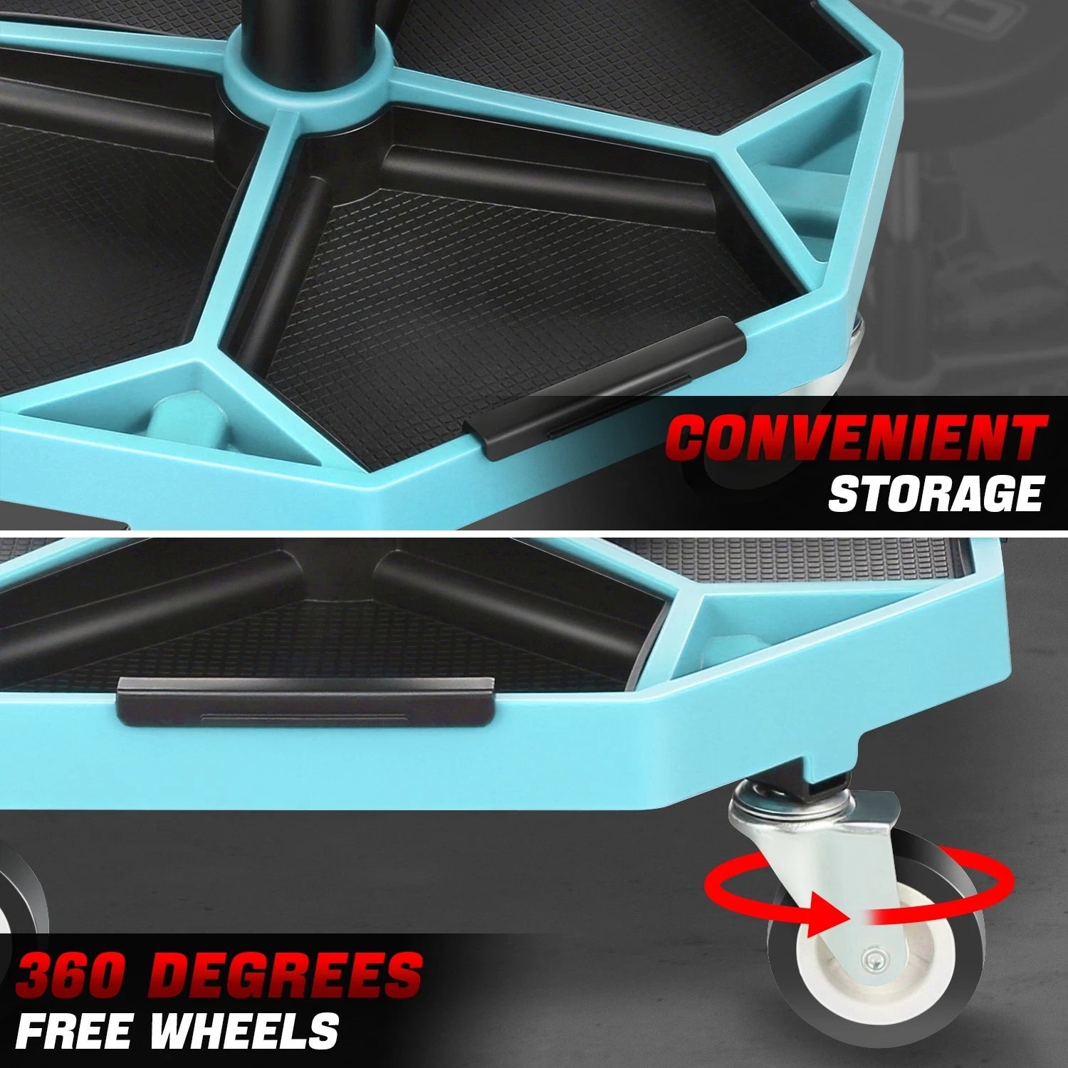 Adjustable Rolling Stool for Mechanics Tool Seat (15.74"-21.25")