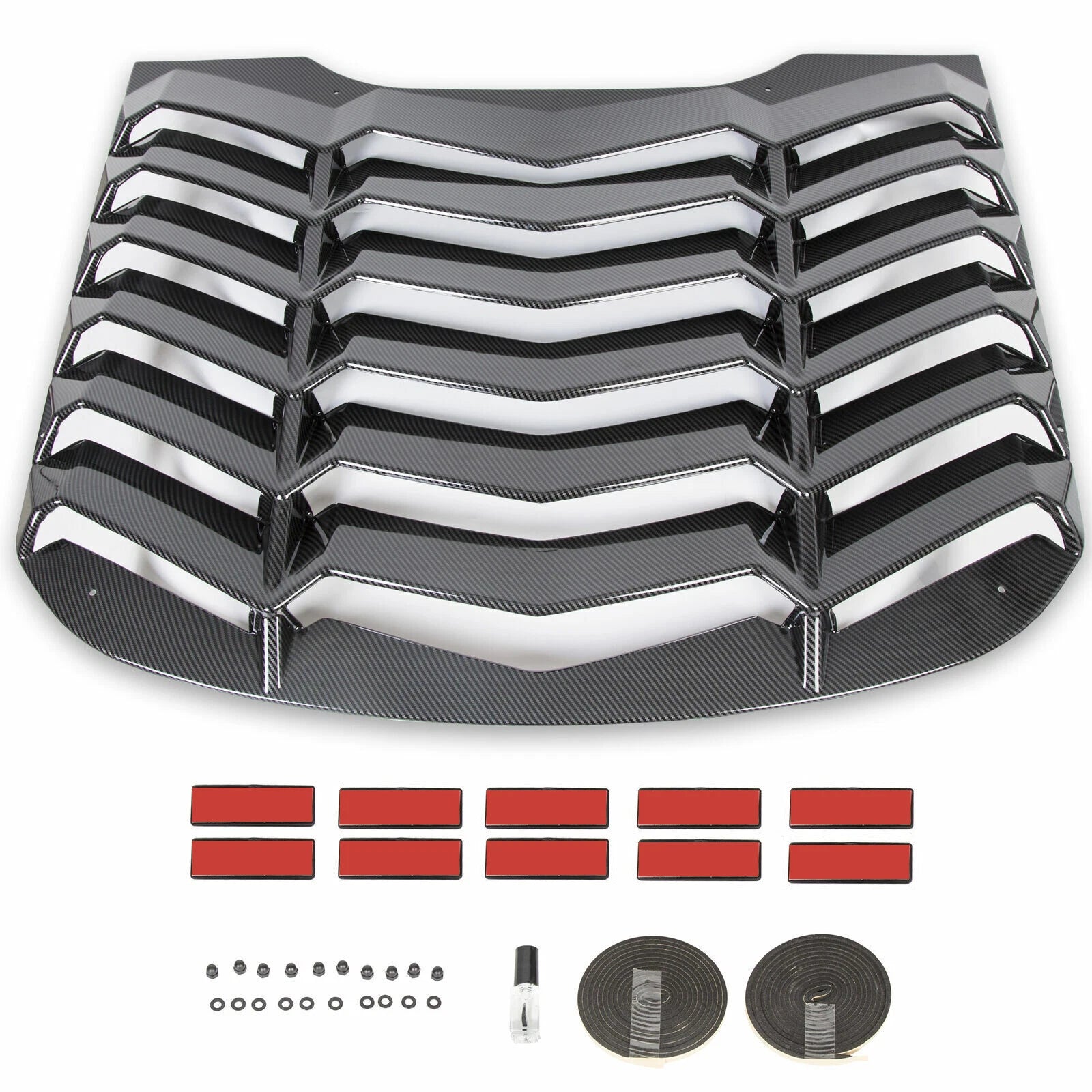 Rear Window Louver Cover Sun Shade for Ford Mustang (2015–2023) Carbon Fiber