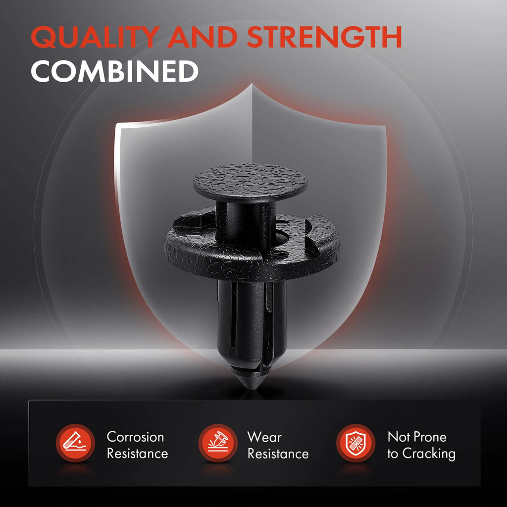 30pcs 8mm Black Nylon Push-On Retainer Fasteners for Nissan Infiniti