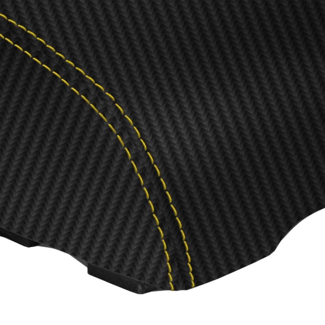 Console Armrest Cover for Infiniti G35X (2005–2006) Carbon Fiber Yellow Stitch