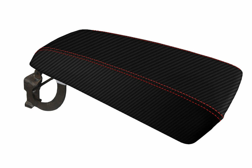 Console Lid Armrest Cover for Ford Edge (2011–2020) Carbon Fiber Red Stitch