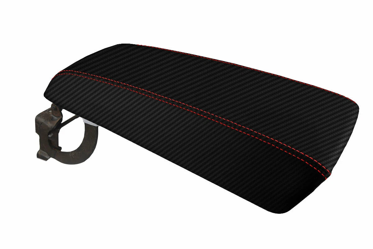 Console Lid Armrest Cover for Ford Edge (2011–2020) Carbon Fiber Red Stitch