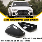 Real Carbon Fiber Side Mirror Cap Covers for Audi A3 S3 8Y (2021–2026)