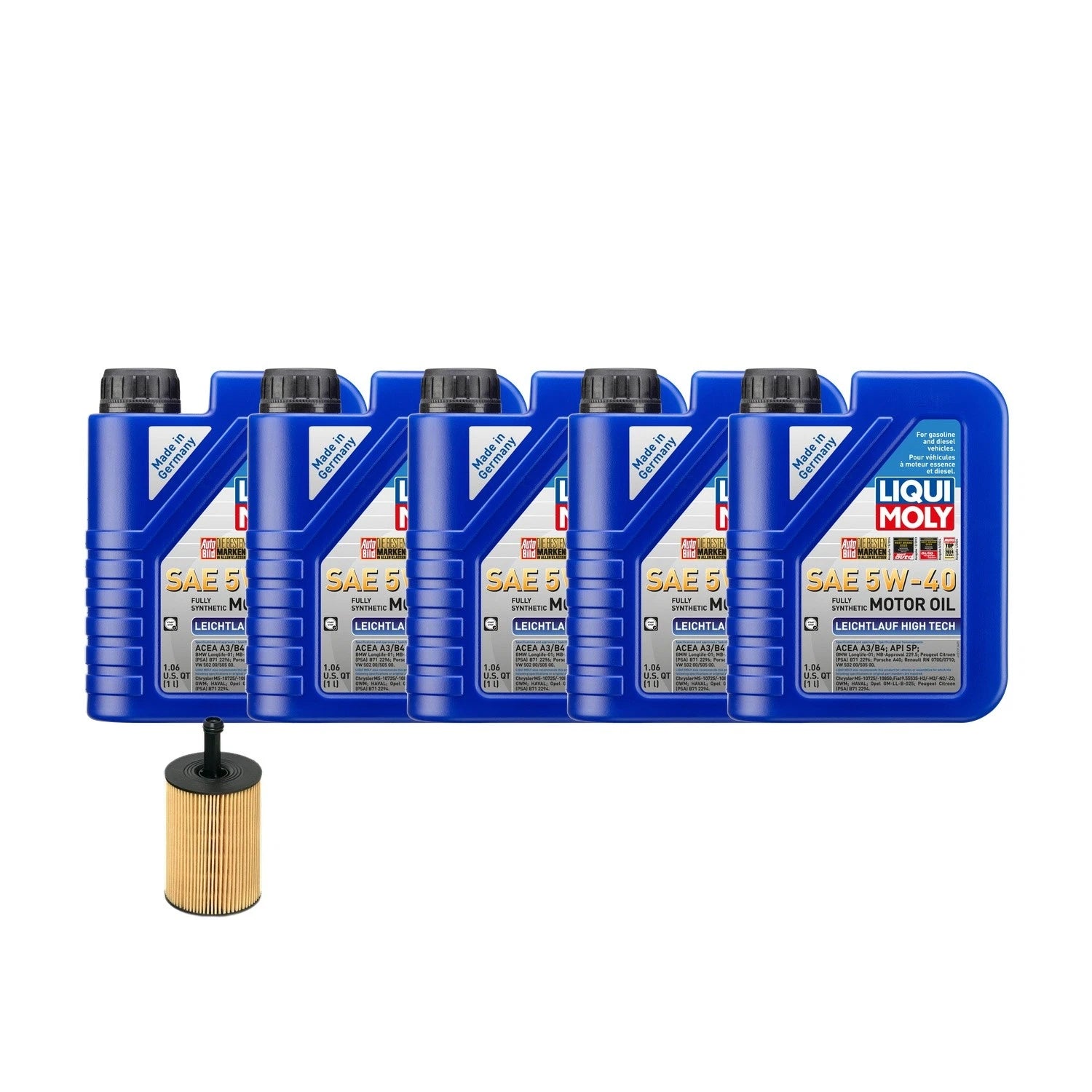 5L Liqui Moly Leichtlauf 5W40 Oil Change Kit for Audi 2.0/3.6L (2000–2023)