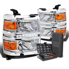 LED DRL Chrome Amber Side Headlight Lamps for Silverado 1500 (2014–2015)