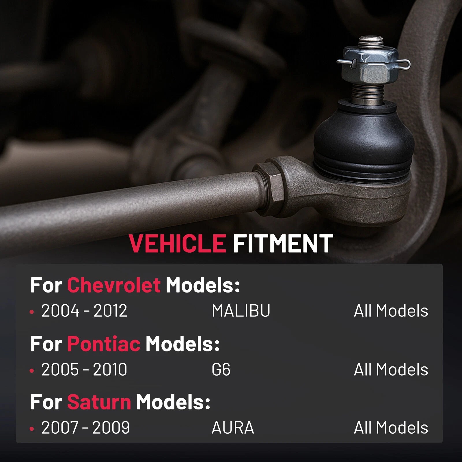 Set of 6 Front Tie Rod Ends for Chevy Malibu Pontiac G6 Saturn Aura (2004–2012)