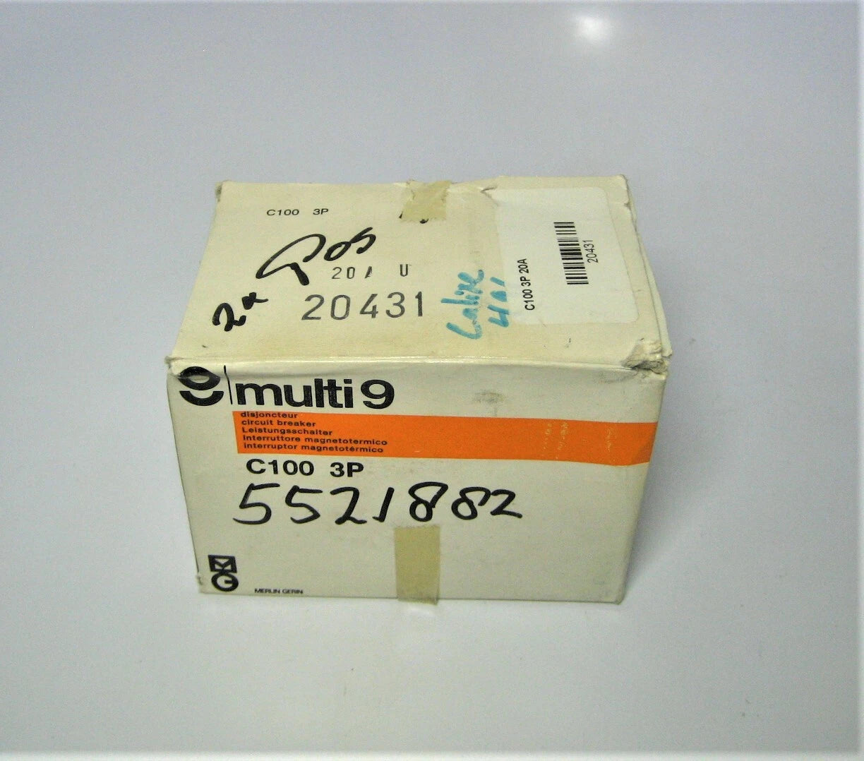Merlin Gerin 20431 Multi 9 C100 3-Pole 415VAC 20Amp Circuit Breaker