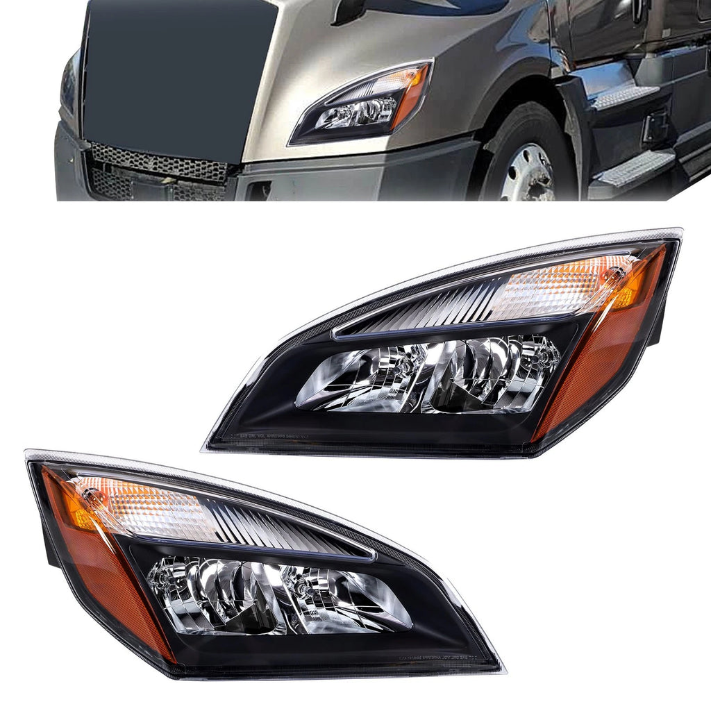 Set of 2 Halogen Headlights for Freightliner Cascadia (2018–2023)