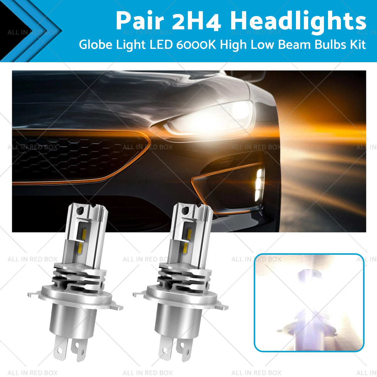 H4 LED Headlight Bulbs Kit 6500K for 9003 (2002–2019)