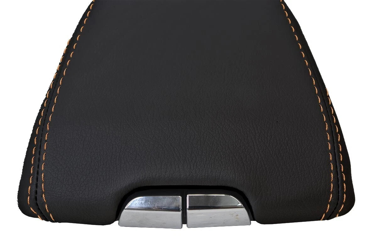 Leather Console Lid Armrest Cover for Cadillac SRX (2010–2016) Orange Stitch