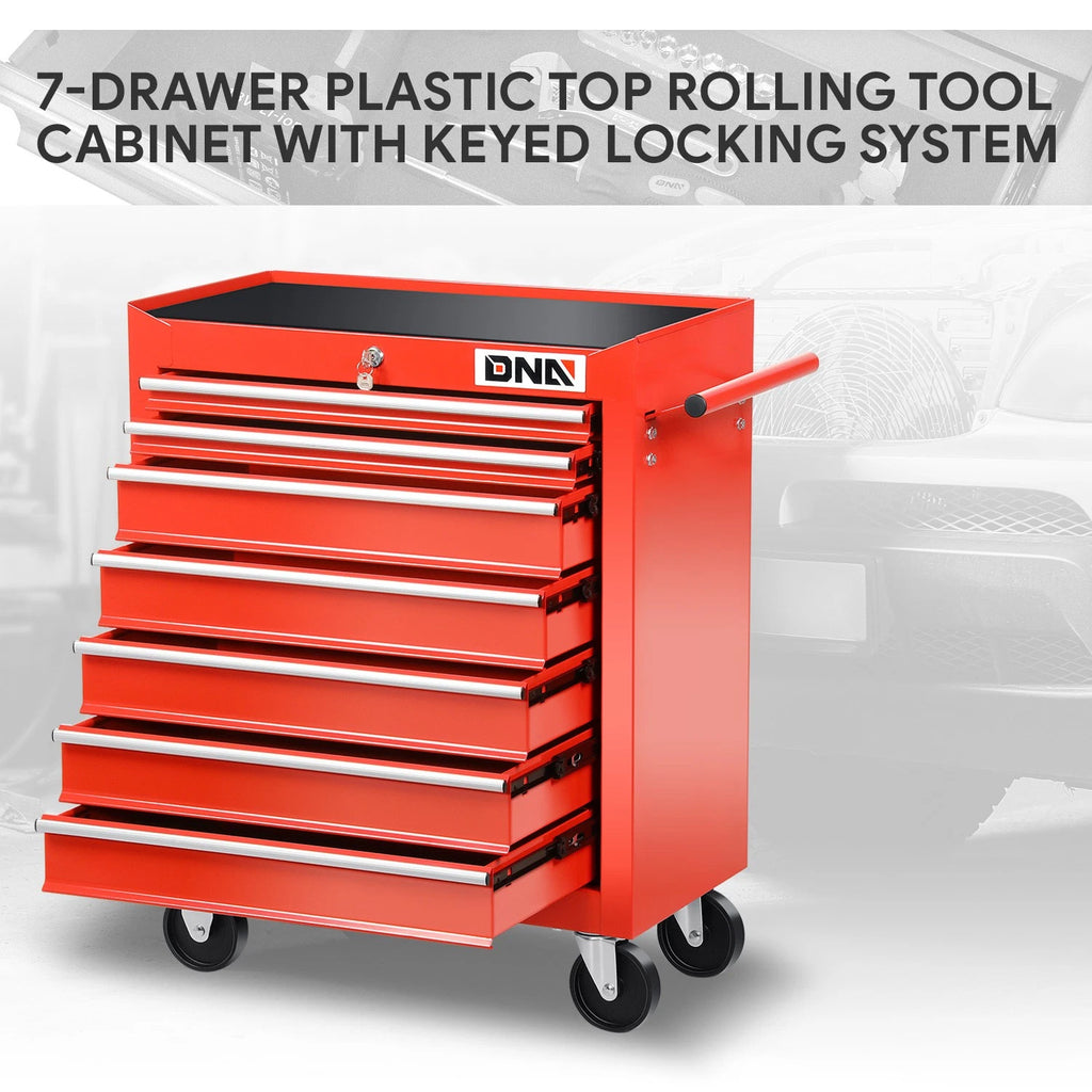 Roller Cabinet with 7 Lockable Drawers for Universal Use (27.55" X 13" X 30.31")