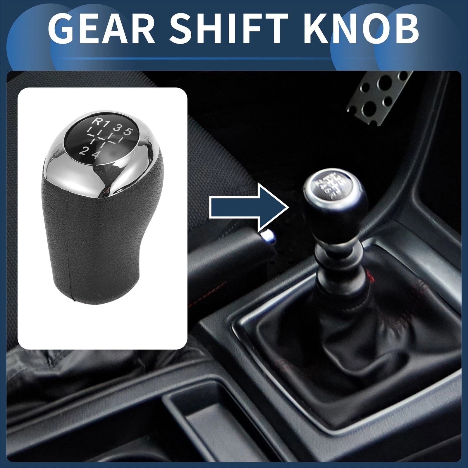5 Speed Manual Gear Shifter Knob for Hyundai Accent (2011–2014) Plastic Black