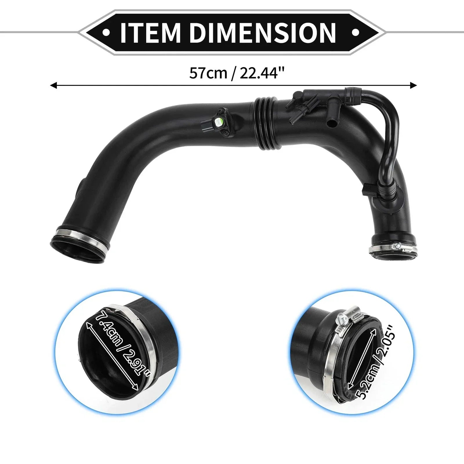 Intake Hose for Mercedes-Benz W204 2012-2015, Black, 2 x Compatible Parts