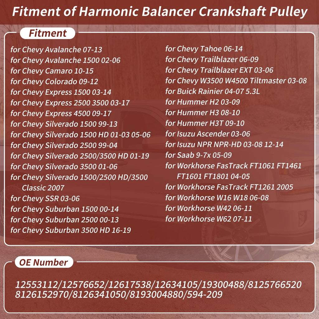 Harmonic Balancer Crankshaft Pulley for Chevy Buick Hummer (No.594-209)