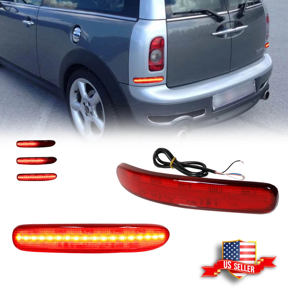 2X LED Red Rear Bumper Reflectors for Mini Cooper Clubman (2008–2014)