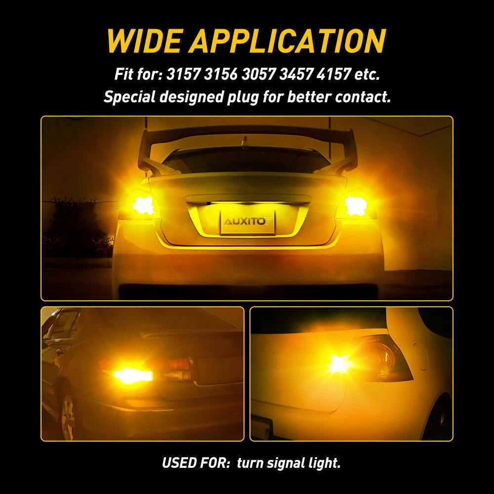 2X 3157 LED Amber Yellow Turn Signal Bulb for AUXITO (4157, 4057)