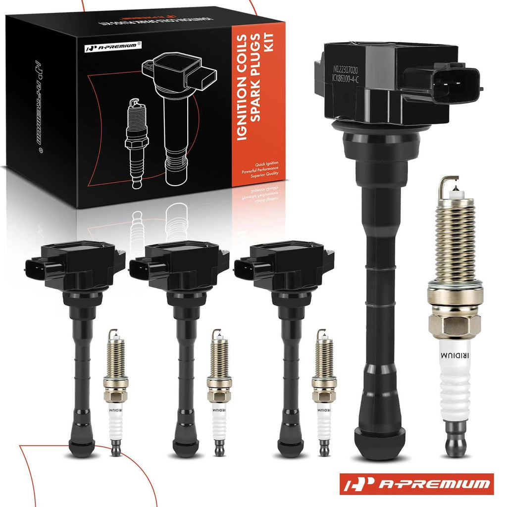 Set of 4 Ignition Coils & Spark Plugs for Nissan Altima 