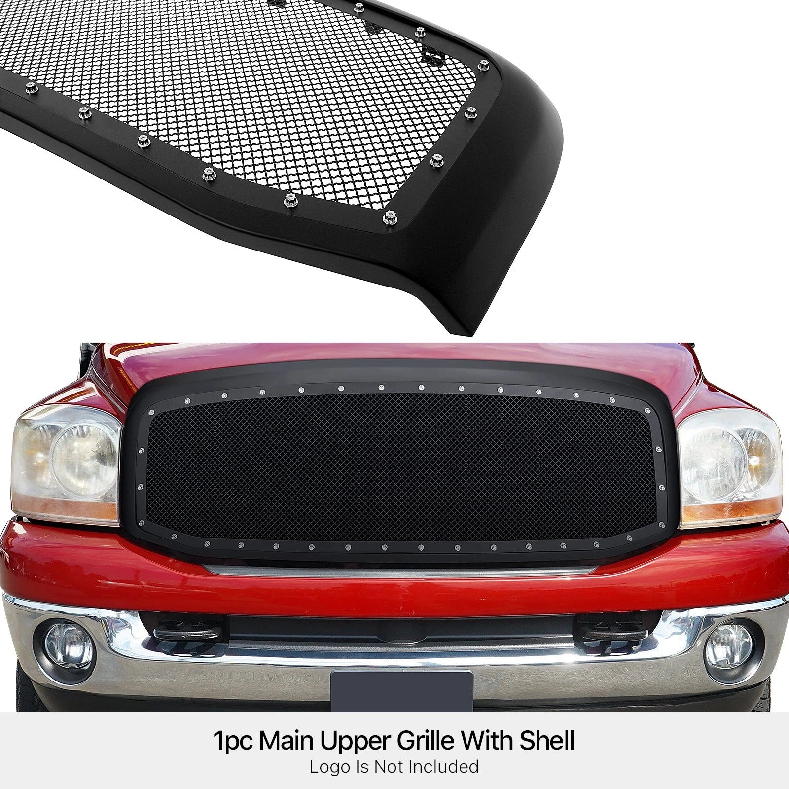 Upper Black Rivet Mesh Grille for Ram 1500/2500/3500 (2006-2009)
