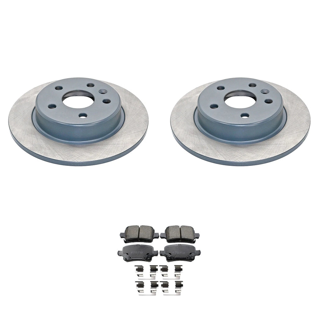 Set of 2 DuraGo Rear Rotors & Akebono ProACT Pads for Bolt EV, Cruze (2017–2023)