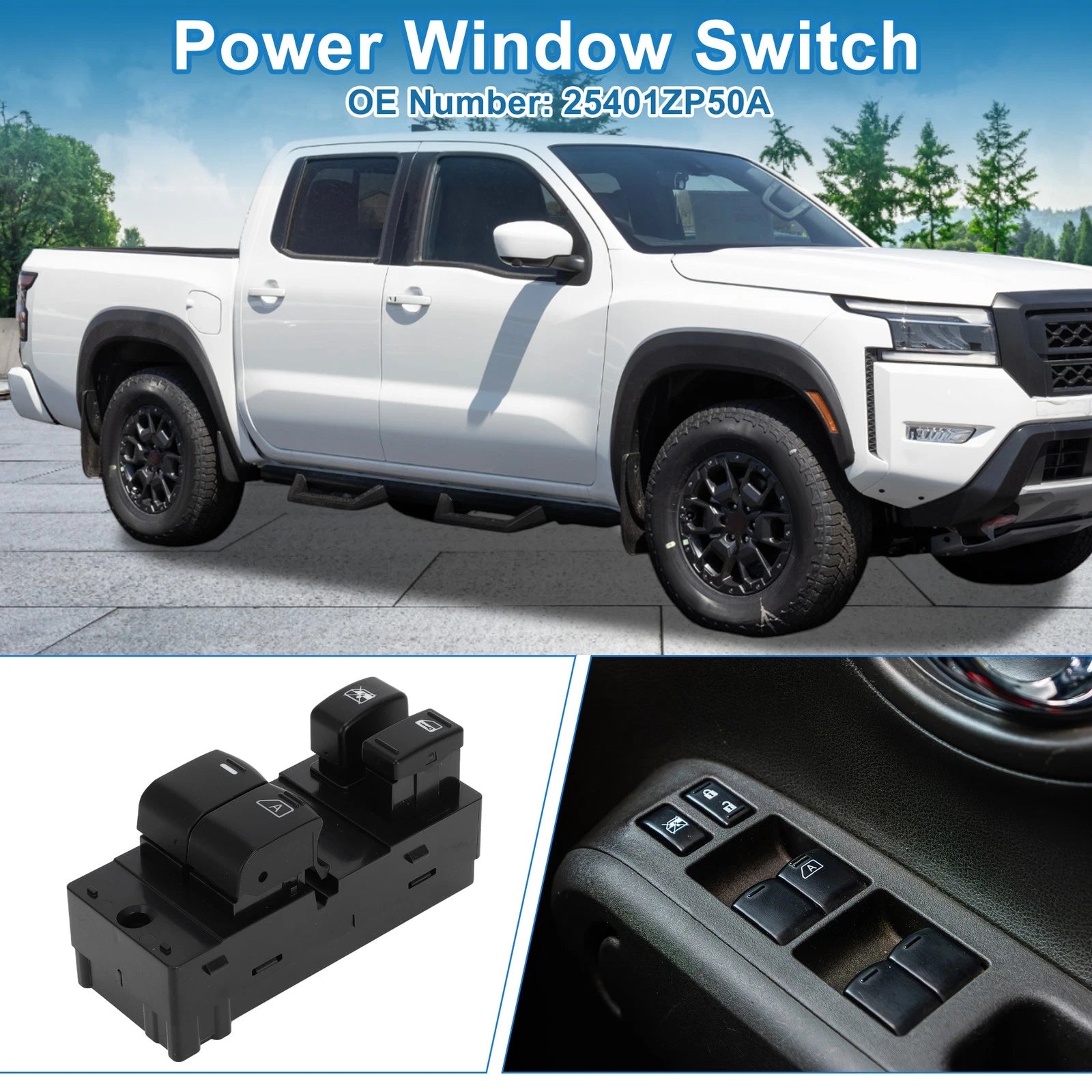 Front Right Power Window Switch for Nissan Frontier (2006–2020) No. 25401ZP50A