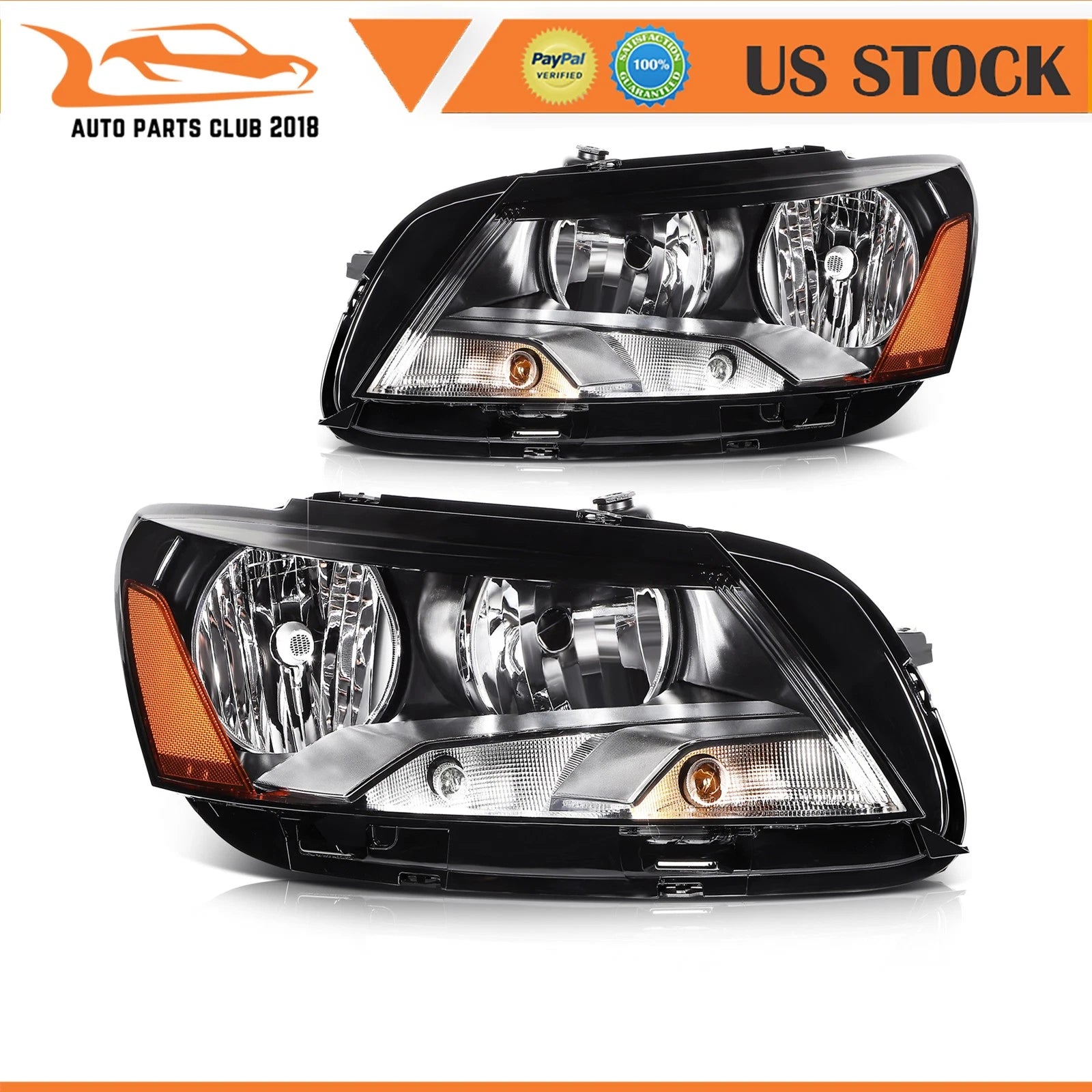 Headlight Assembly for Volkswagen Passat (2012–2015) Black Housing Left+Right