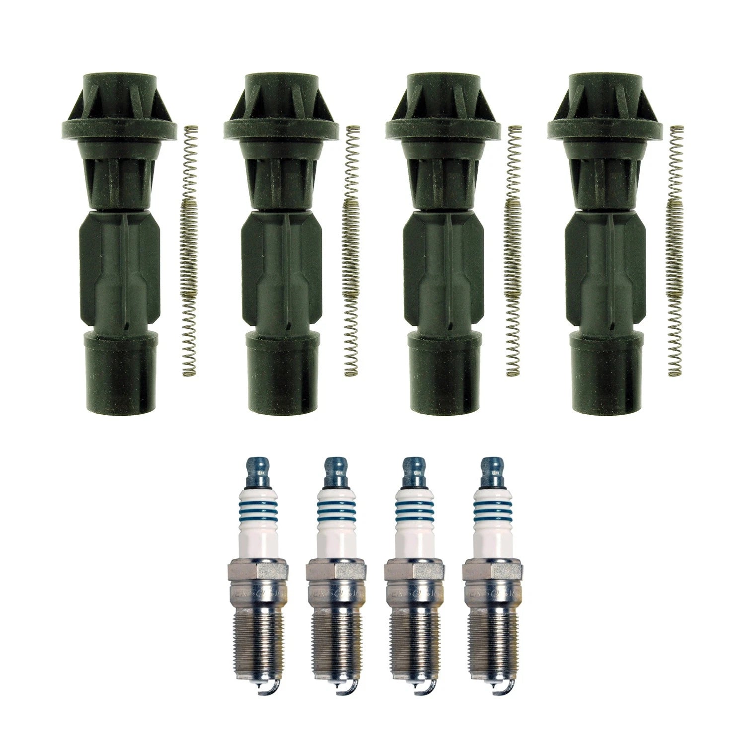 Set of 4 Denso Iridium Spark Plugs & NGK Coil Boots for Mazda 3 6 CX-7 MX-5 (2004–2012)