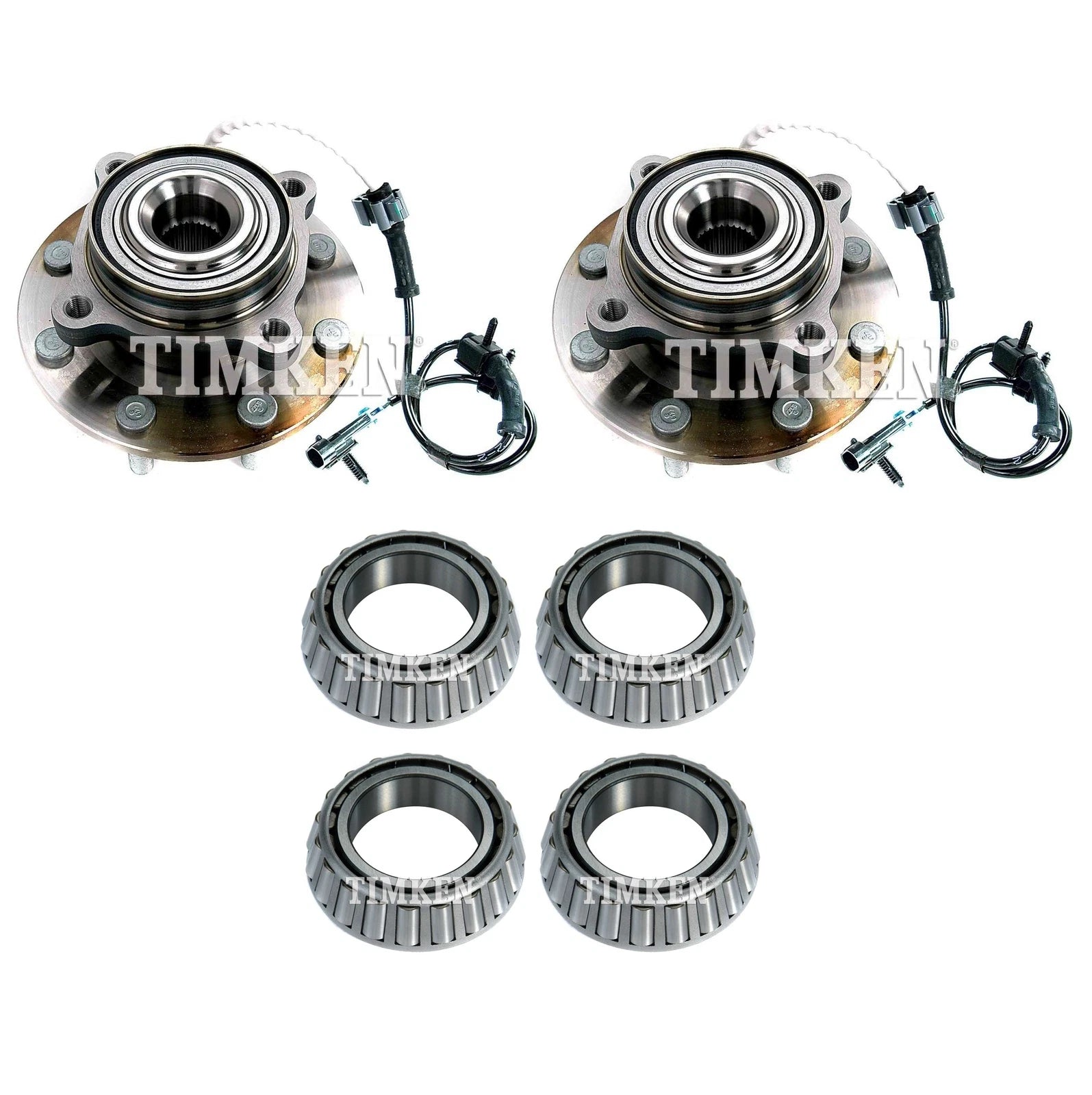 Front and Rear Wheel Bearings & Hubs Kit for Silverado Sierra 3500 (2001–2019)