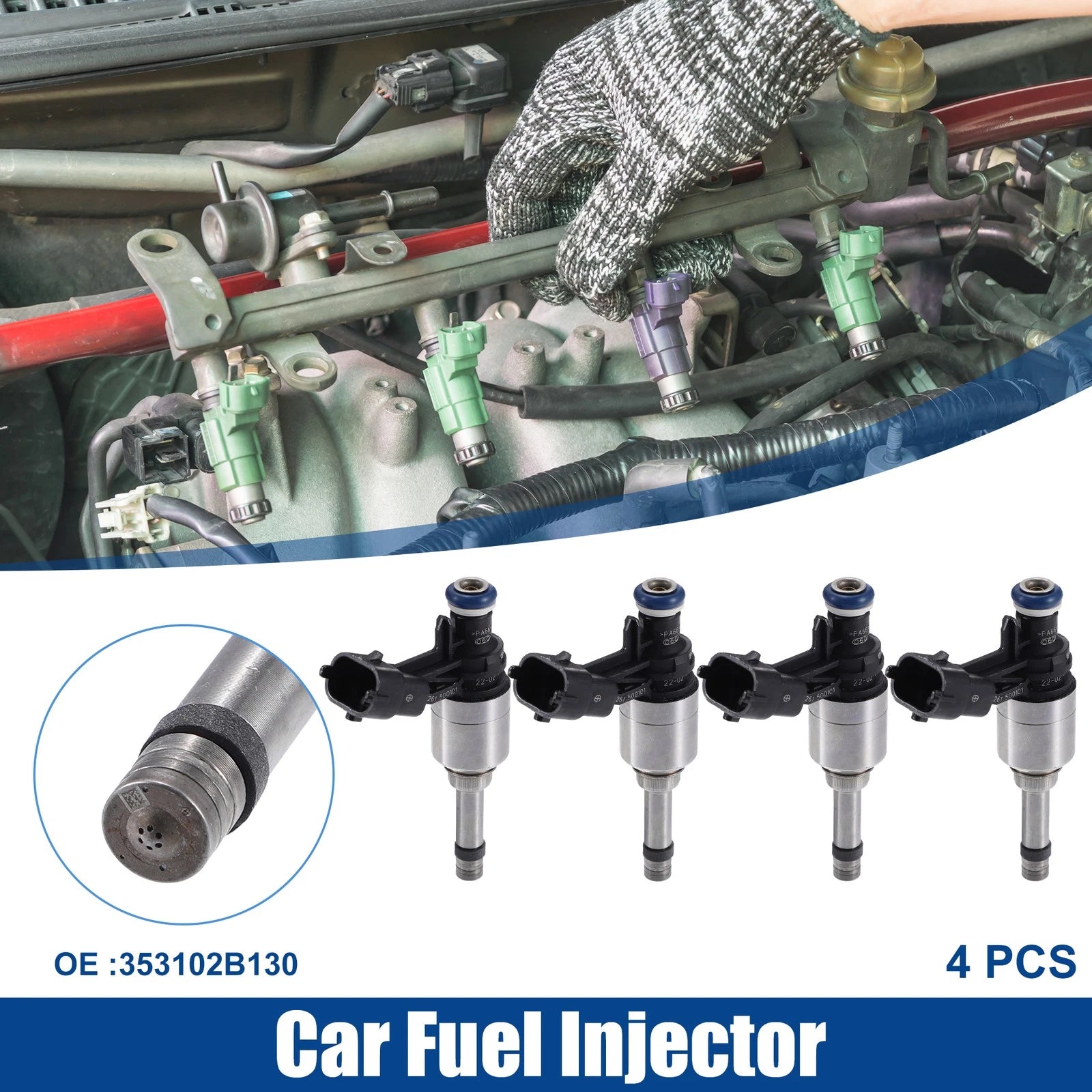 Set of 4 Fuel Injector Nozzles for Hyundai Accent 1.6L (2012–2017) NO.353102B130
