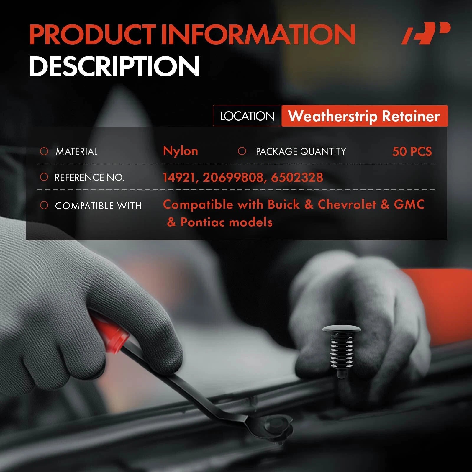 50x 6mm Nylon Door Weatherstrip Retainer Clips Single Head for Chevy
