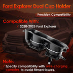 Dual Cup Holder with Wireless Charging for Ford Explorer (2020-2025)