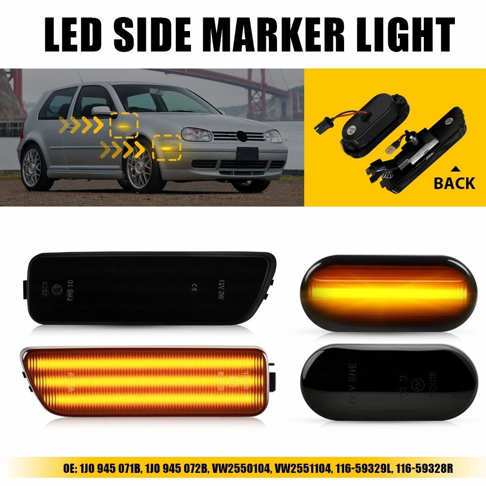 4X Front LED Side Marker Light for Volkswagen MKIV Golf/Jetta (1999–2005)
