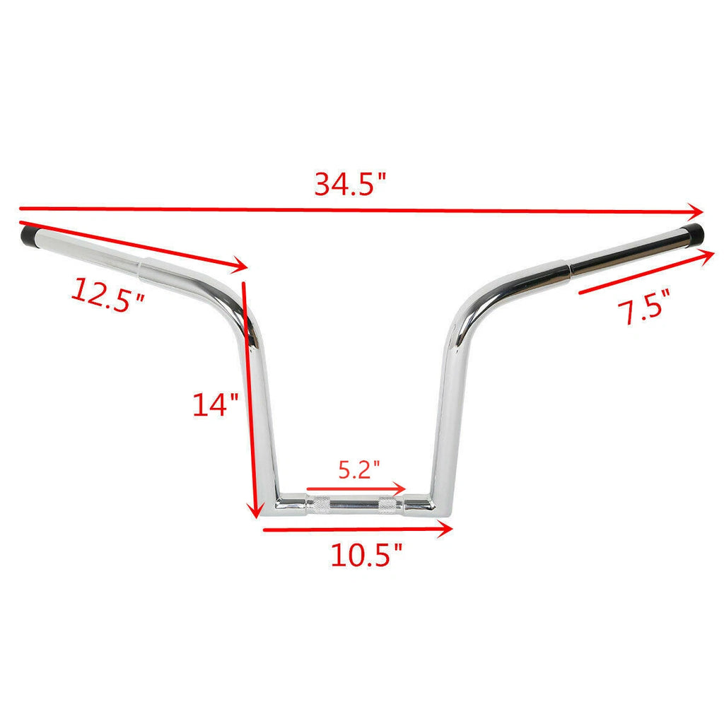14" Rise 1 1/4" Ape Hanger Handlebar for Harley FLST FXST Sportster (1988–2023)