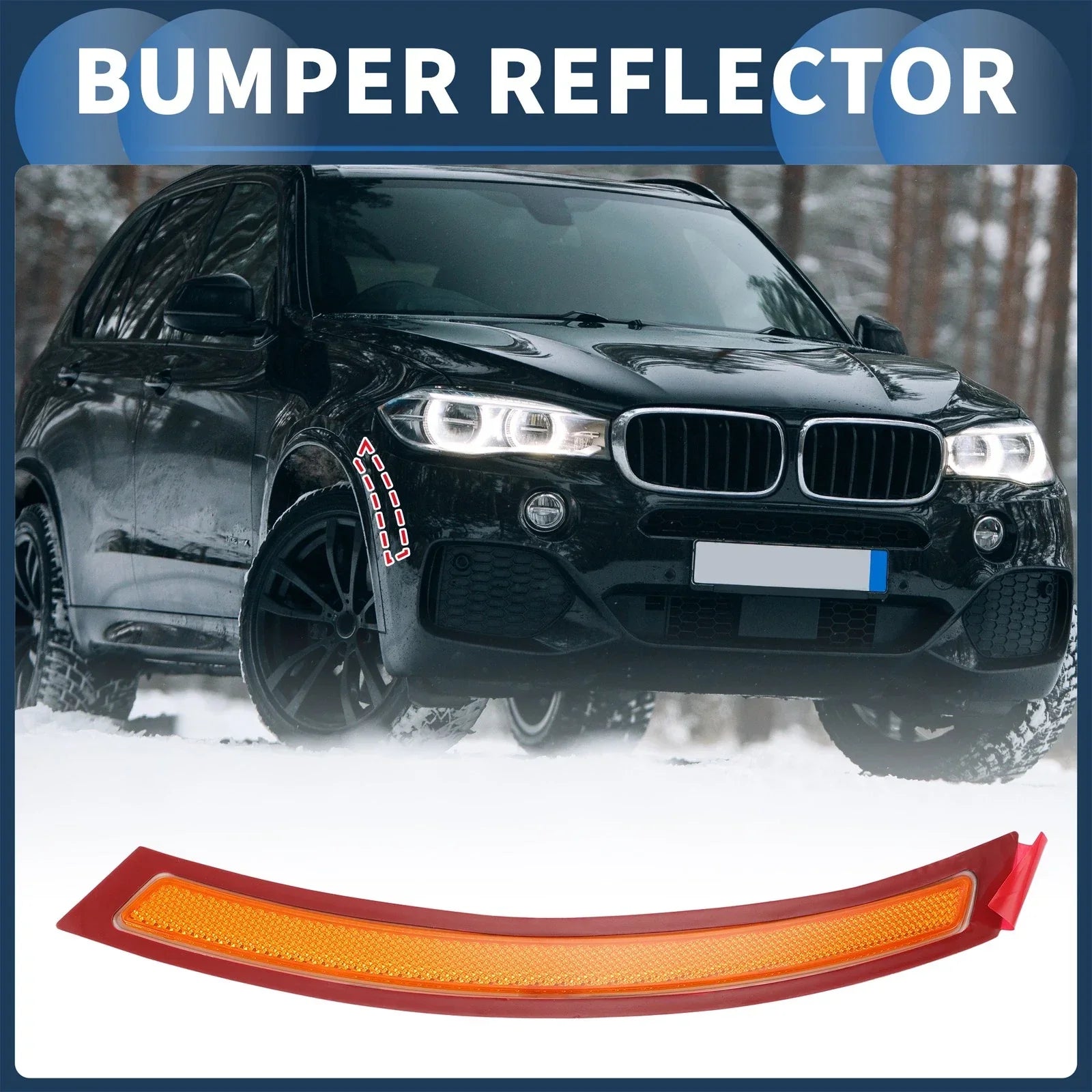 1x Bumper Reflector for BMW X5 Front Right Red Yellow (2014-2018)