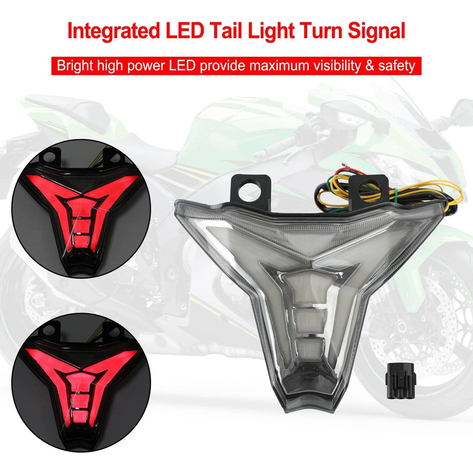 Integrated Tail Light Turn Signal for Kawasaki Ninja ZX10R Z1000 (2013–2022) Black