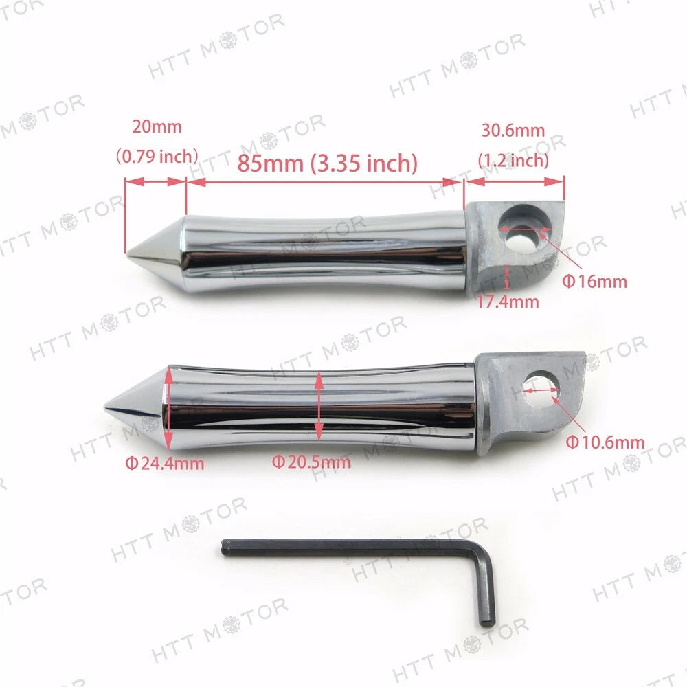 Chrome Footpegs for Kawasaki ZX750 Ninja (1987–1995) / ZX-9R (1994–1998)