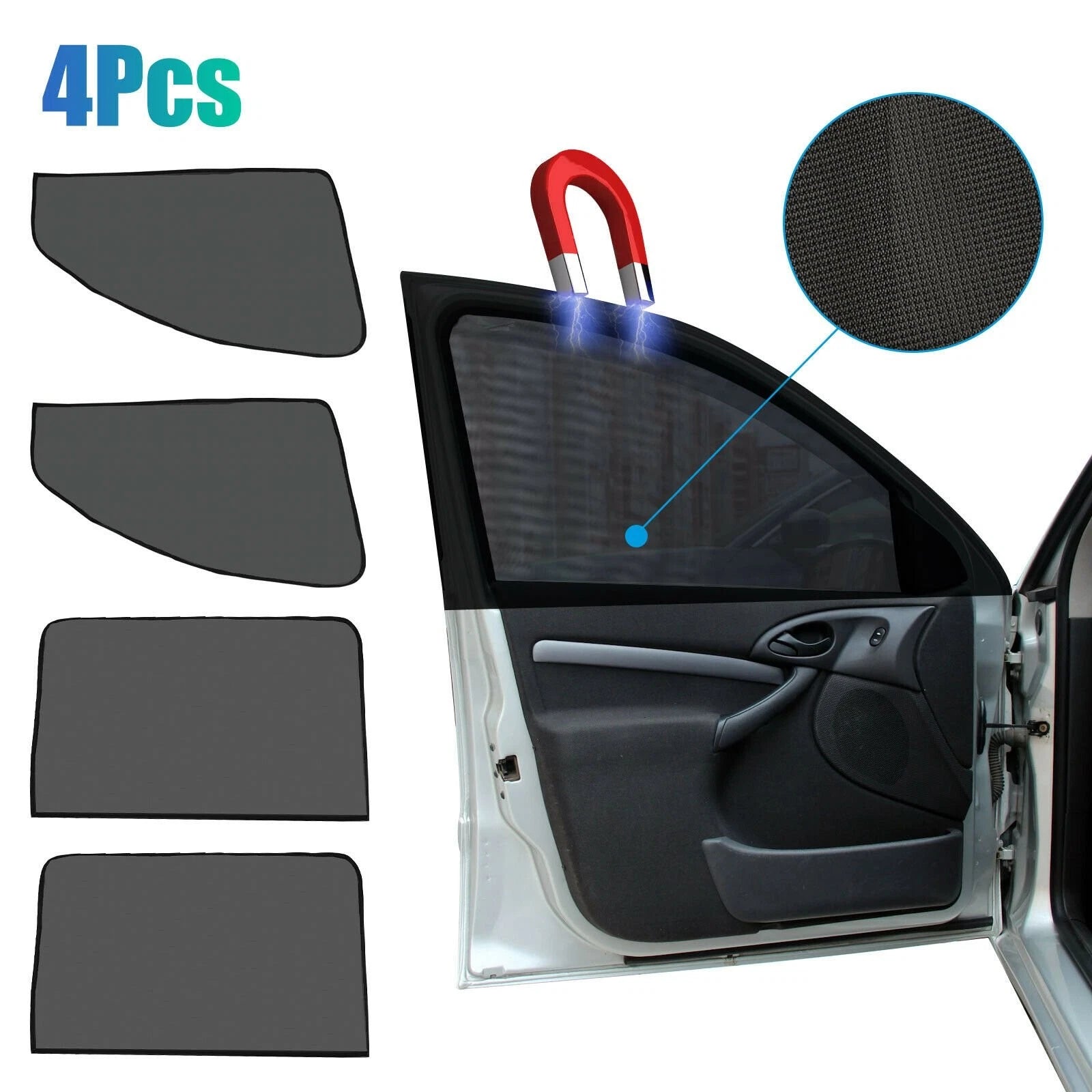 Set of 4 Universal Sunshade Car Side Window Mesh Screens
