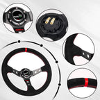 14" Suede Steering Wheel with Quick Release & 190H Hub Adapter for Acura Integra (1990–1993)